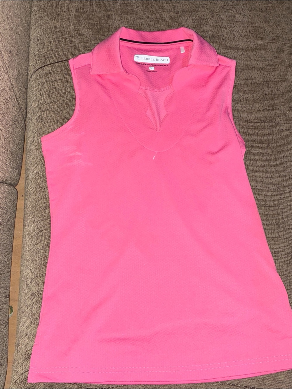 Pebble Beach Sleeveless Polo Tank in Bright Pink